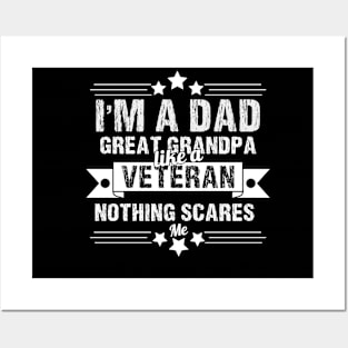 I'm A Dad Great Grandpa like a veteran Nothing scare me  Shirt,Grandfather Posters and Art